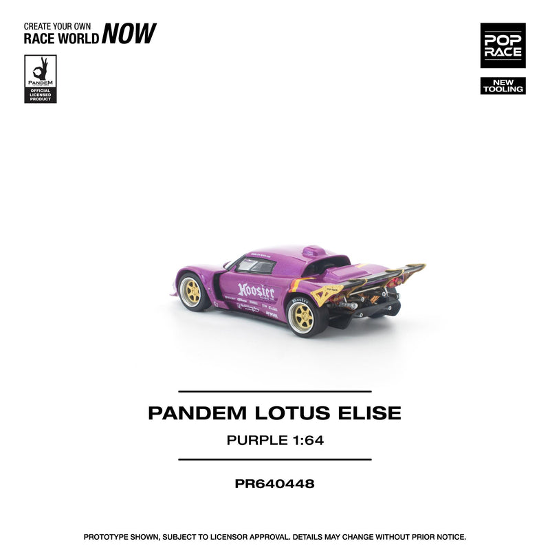 Load image into Gallery viewer, Pop Race - Pandem Lotus Elise (Purple) 1/64 Scale Diecast Model Car (PR640448)
