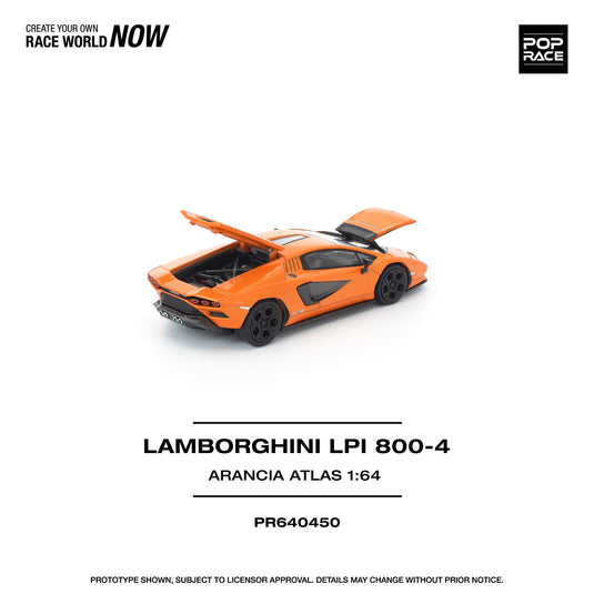 Pop Race - Lamborghini Countach LP1 800-4 (Arancia Atlas) 1/64 Scale Diecast Model Car