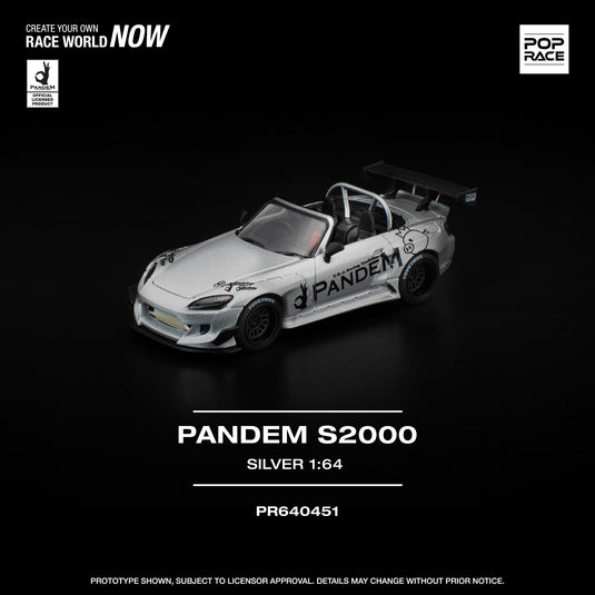 Pop Race - Pandem S2000 (Silver) 1/64 Scale Diecast Model Car