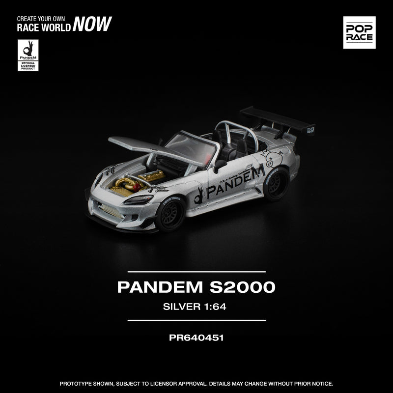 Load image into Gallery viewer, Pop Race - Pandem S2000 (Silver) 1/64 Scale Diecast Model Car
