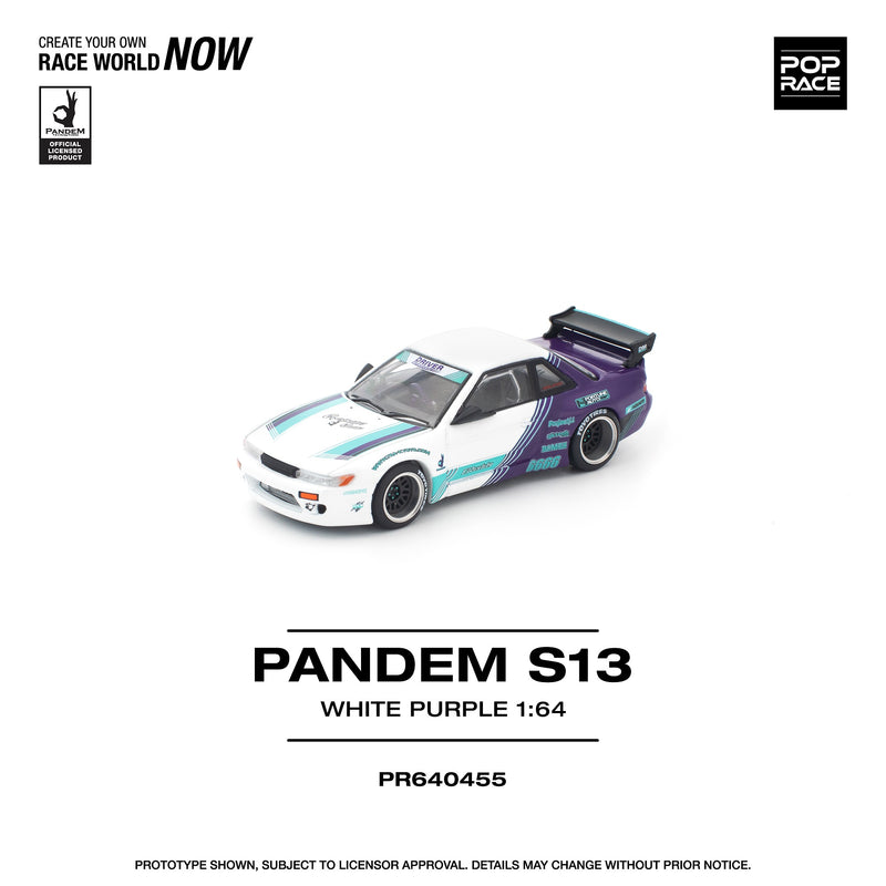 Load image into Gallery viewer, Pop Race - Pandem S13 (White Purple) 1/64 Scale Diecast Model Car
