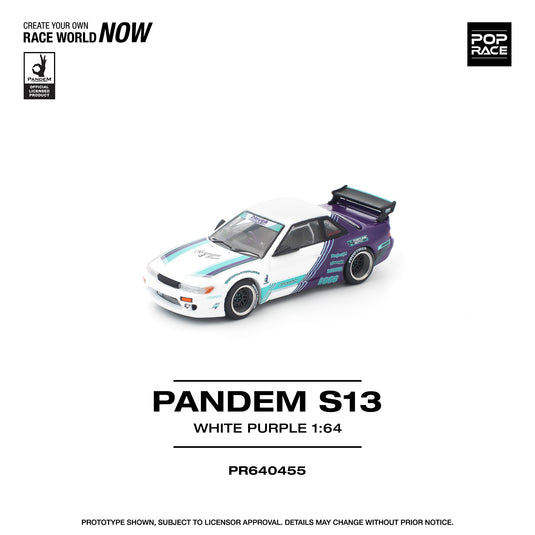 Pop Race - Pandem S13 (White Purple) 1/64 Scale Diecast Model Car