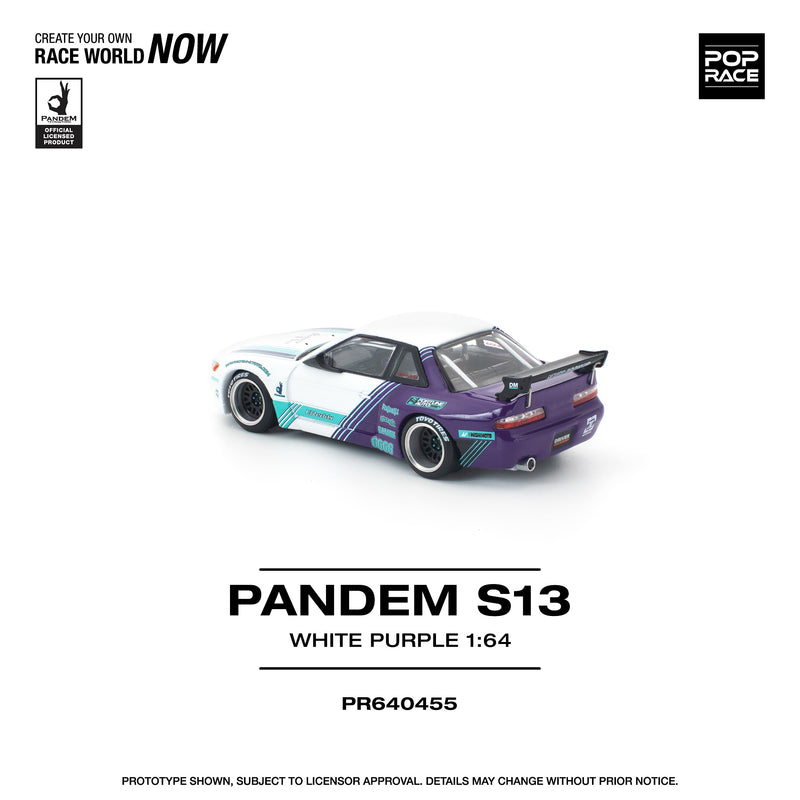 Load image into Gallery viewer, Pop Race - Pandem S13 (White Purple) 1/64 Scale Diecast Model Car
