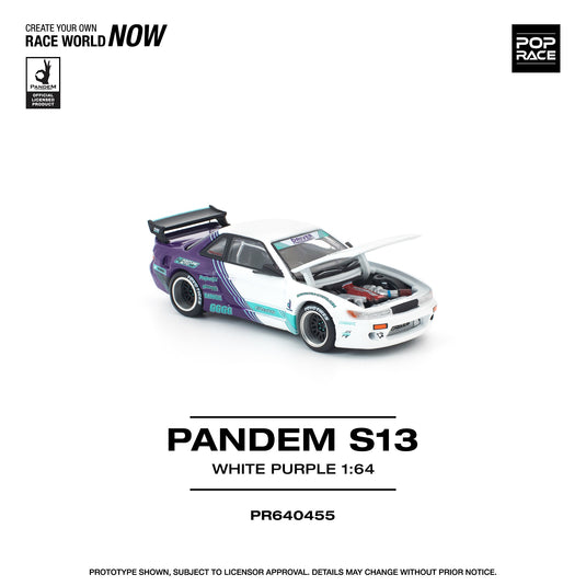 Pop Race - Pandem S13 (White Purple) 1/64 Scale Diecast Model Car