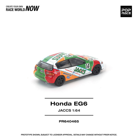 Pop Race - Honda Civic EG6 (JACCS) 1/64 Scale Diecast Model Car (PR640465)