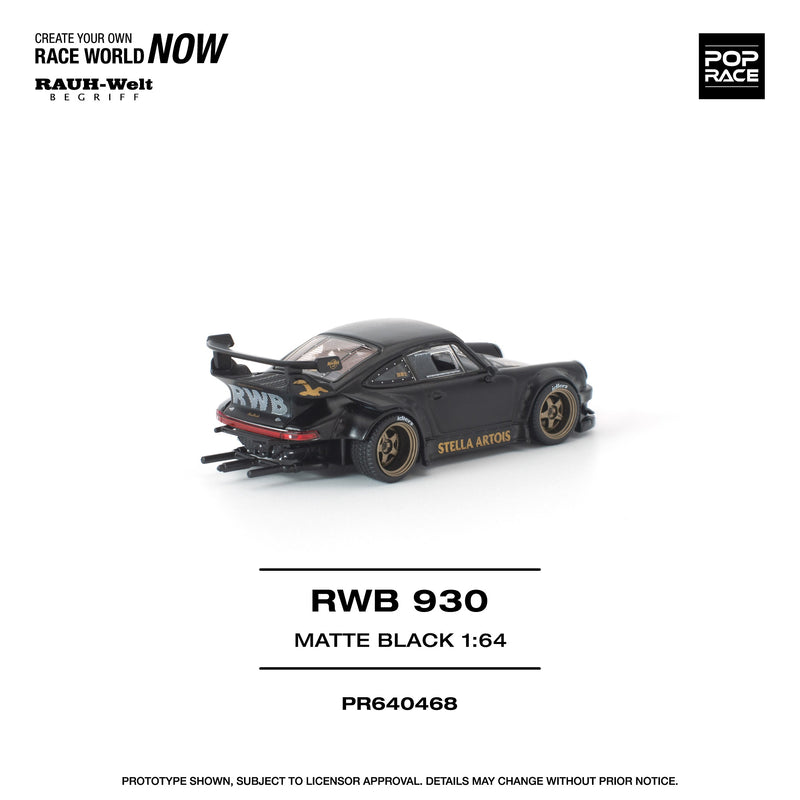 Load image into Gallery viewer, Pop Race - RWB 930 (Matte Black) (Stella Artois) 1/64 Scale Diecast Model Car (PR640468)

