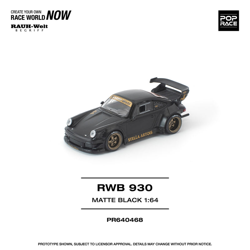 Load image into Gallery viewer, Pop Race - RWB 930 (Matte Black) (Stella Artois) 1/64 Scale Diecast Model Car (PR640468)
