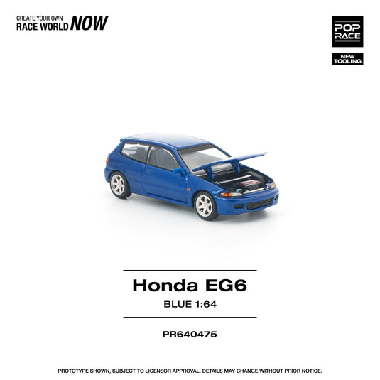 Pop Race - Honda Civic (EG6) (Captiva Blue) 1/64 Scale Diecast Model Car (PR640475)