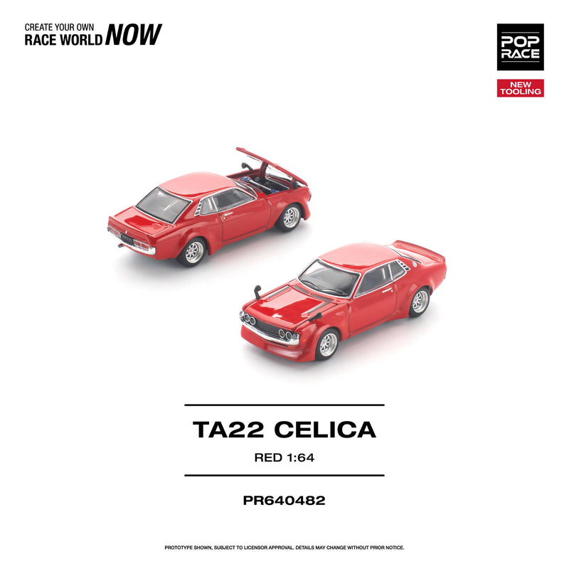 Load image into Gallery viewer, Pop Race - TA22 Celica (Red) 1/64 Scale Diecast Model Car (PR640482)
