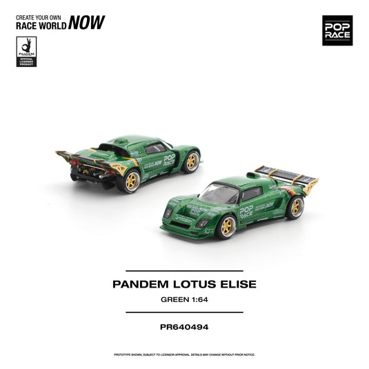 Pop Race - Pandem Lotus Elise (Green) 1/64 Scale Diecast Model Car (PR640494)