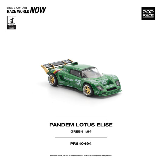 Pop Race - Pandem Lotus Elise (Green) 1/64 Scale Diecast Model Car (PR640494)