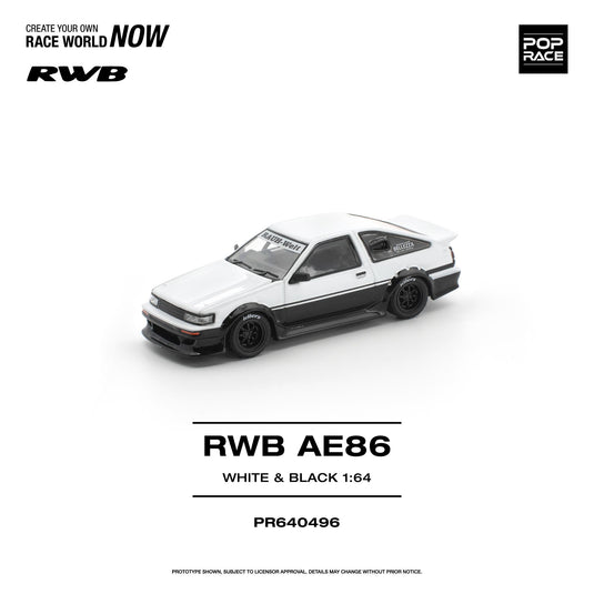 Pop Race - RWB AE86 (White & Black) 1/64 Scale Diecast Model Car (PR640496)