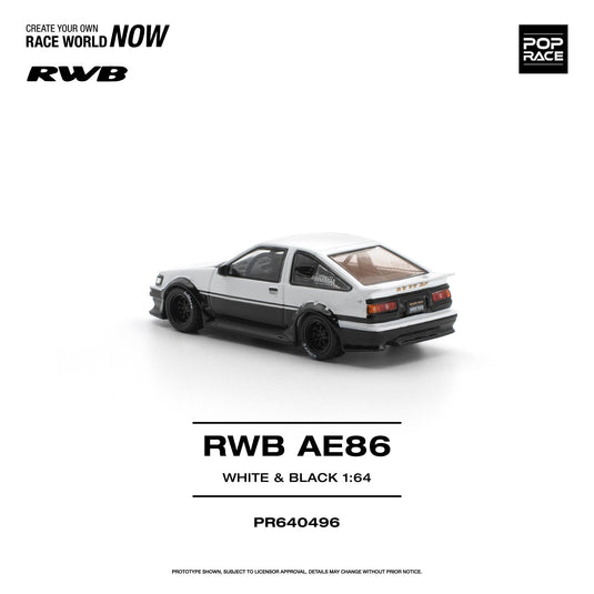Pop Race - RWB AE86 (White & Black) 1/64 Scale Diecast Model Car (PR640496)