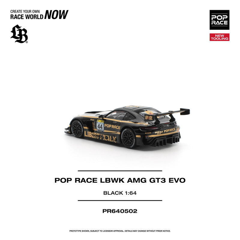 Load image into Gallery viewer, Pop Race - Pop Race LBWK AMG GT3 EVO (Black) 1/64 Scale Diecast Model Car (PR640502)
