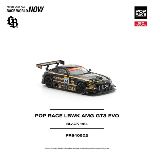 Pop Race - Pop Race LBWK AMG GT3 EVO (Black) 1/64 Scale Diecast Model Car (PR640502)