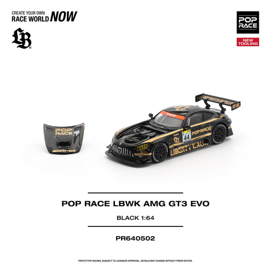 Pop Race - Pop Race LBWK AMG GT3 EVO (Black) 1/64 Scale Diecast Model Car (PR640502)