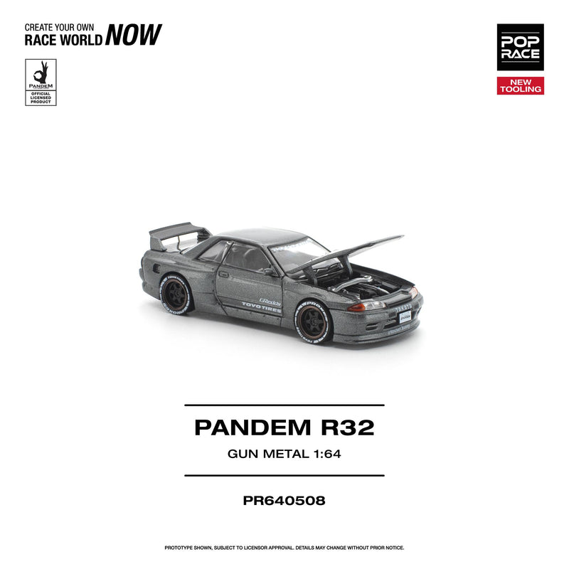 Load image into Gallery viewer, Pop Race - Pandem R32 (Gun Metal) 1/64 Scale Diecast Model Car (PR640508)
