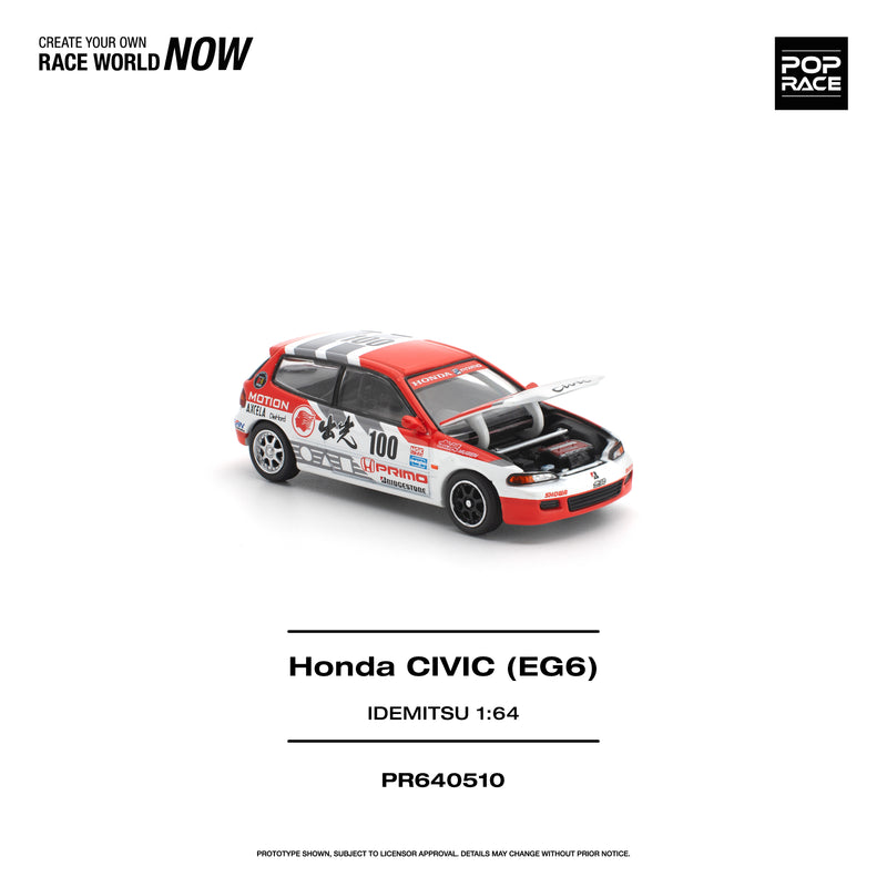 Load image into Gallery viewer, Pop Race - Honda Civic EG6 (Idemitsu Motion Infinite) 1/64 Scale Diecast Model Car (PR640510)
