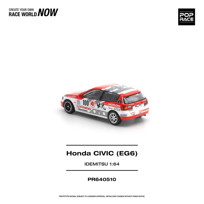 Load image into Gallery viewer, Pop Race - Honda Civic EG6 (Idemitsu Motion Infinite) 1/64 Scale Diecast Model Car (PR640510)
