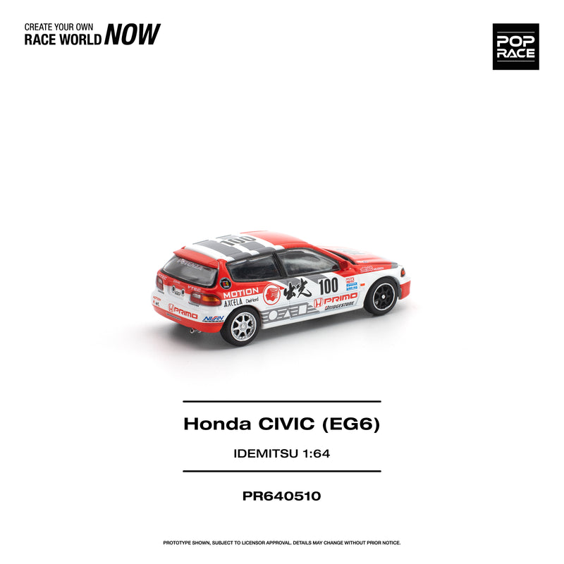 Load image into Gallery viewer, Pop Race - Honda Civic EG6 (Idemitsu Motion Infinite) 1/64 Scale Diecast Model Car (PR640510)
