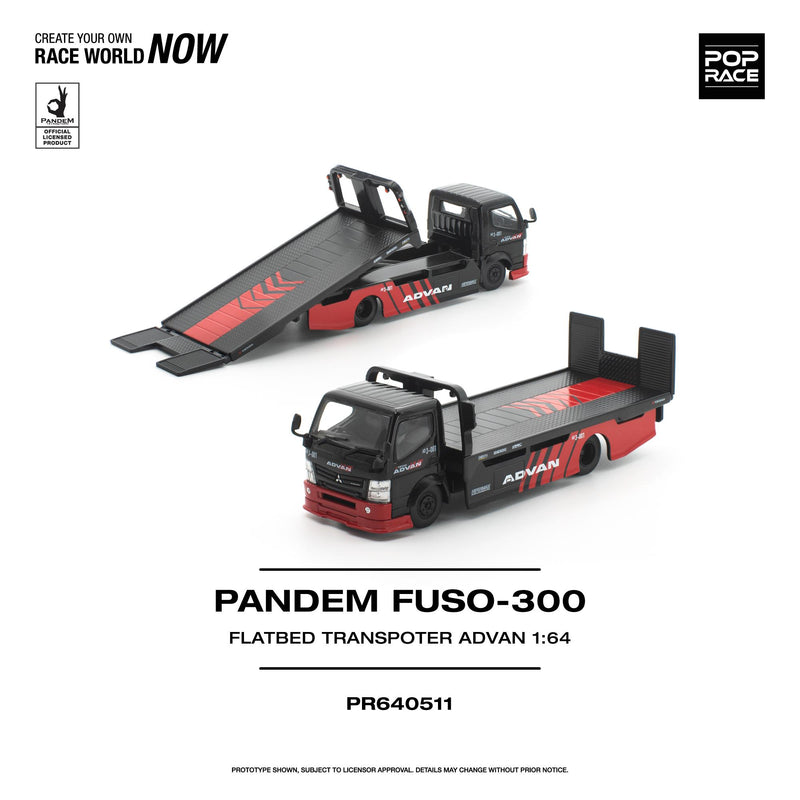 Load image into Gallery viewer, Pop Race - Pandem FUSO-300 (Flatbed Transporter Advan) 1/64 Scale Diecast Model Car (PR640511)
