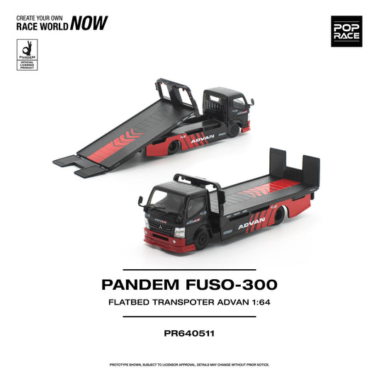 Pop Race - Pandem FUSO-300 (Flatbed Transporter Advan) 1/64 Scale Diecast Model Car (PR640511)