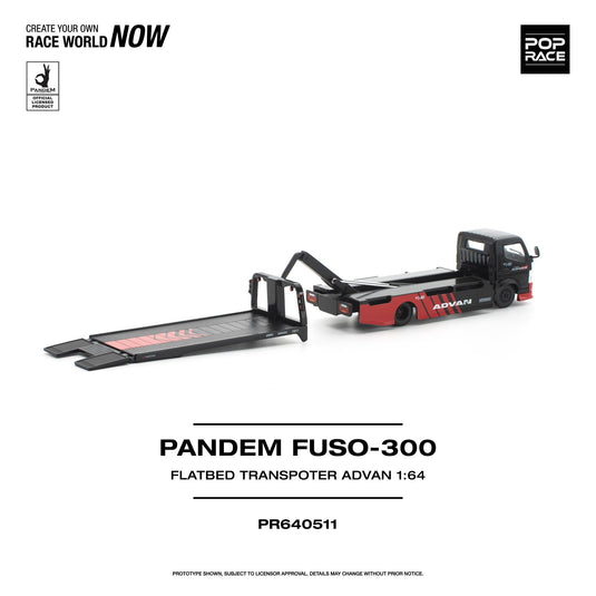 Pop Race - Pandem FUSO-300 (Flatbed Transporter Advan) 1/64 Scale Diecast Model Car (PR640511)