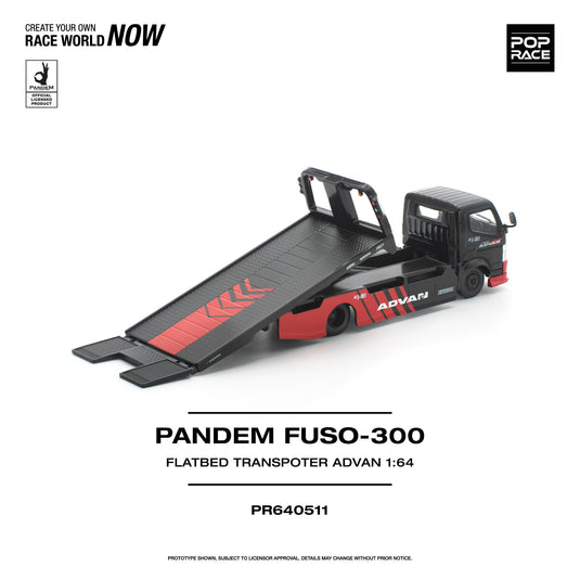 Pop Race - Pandem FUSO-300 (Flatbed Transporter Advan) 1/64 Scale Diecast Model Car (PR640511)