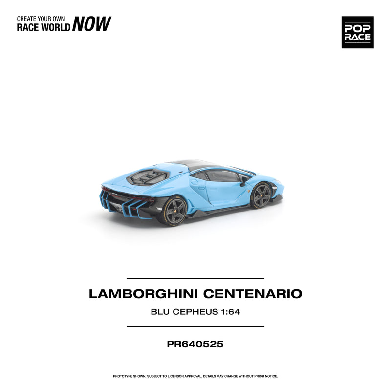 Load image into Gallery viewer, Pop Race - Lamborghini Centenario (Blu Cepheus) 1/64 Scale Diecast Model Car (PR640525)
