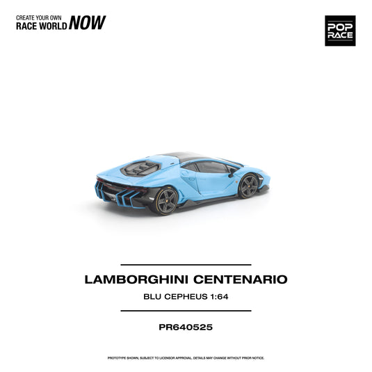 Pop Race - Lamborghini Centenario (Blu Cepheus) 1/64 Scale Diecast Model Car (PR640525)
