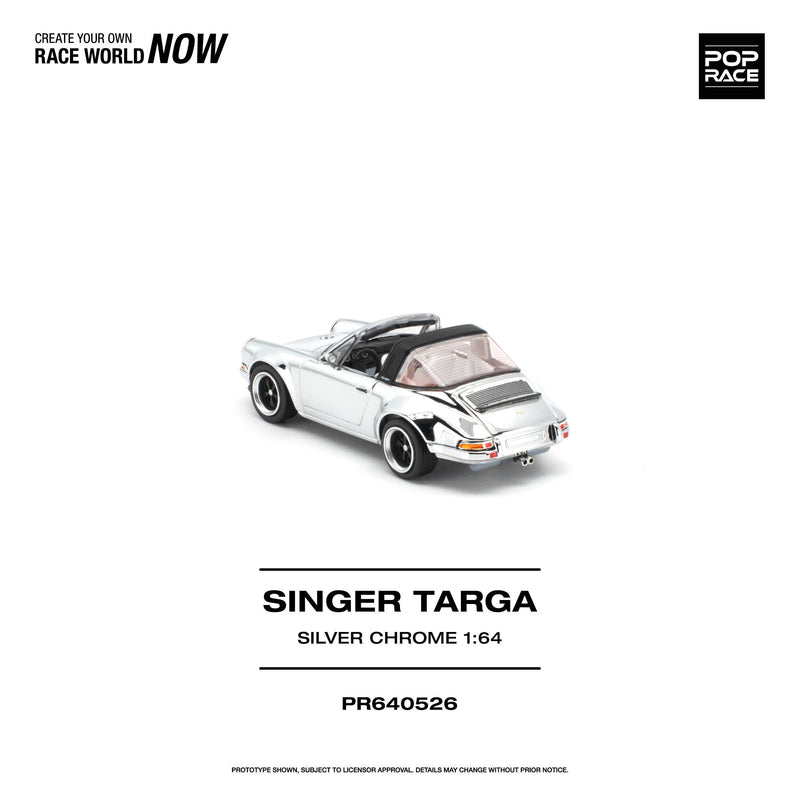 Load image into Gallery viewer, Pop Race - Singer Targa (Silver Chrome) 1/64 Scale Diecast Model Car (PR640526)
