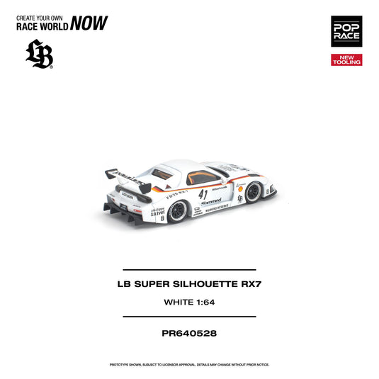 Pop Race - LB Super Silhouette RX7 (FD3S) (White) 1/64 Scale Diecast Model Car (PR640528)
