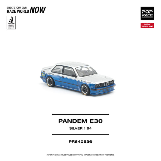 Pop Race - Pandem E30 (Silver) 1/64 Scale Diecast Model Car (PR640536)