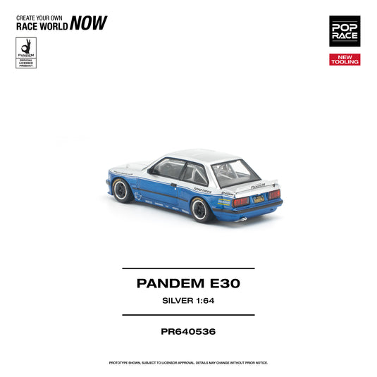 Pop Race - Pandem E30 (Silver) 1/64 Scale Diecast Model Car (PR640536)