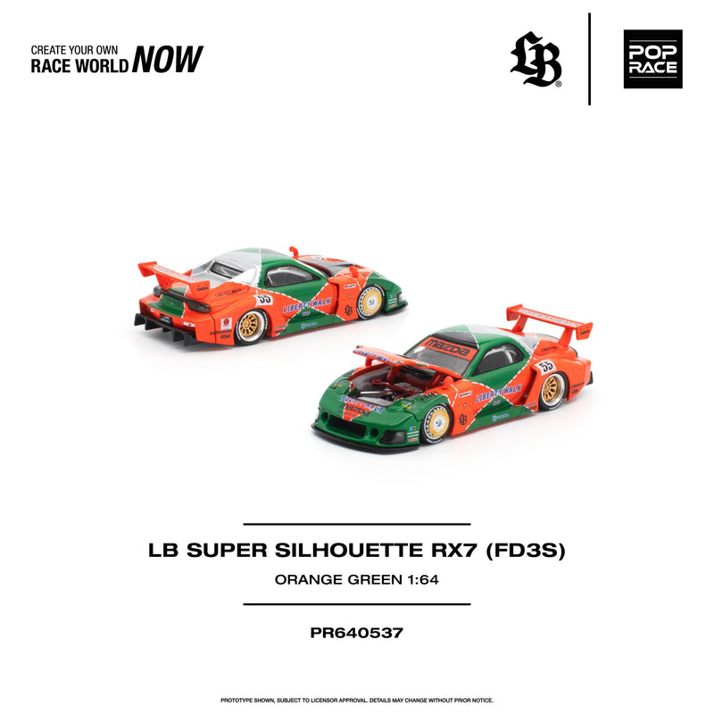 Load image into Gallery viewer, Pop Race - LB Super Silhouette RX7 (Moon Tech) 1/64 Scale Diecast Model Car (PR640537)
