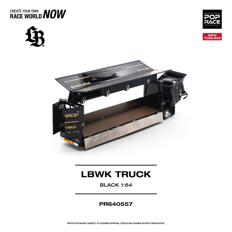 Load image into Gallery viewer, Pop Race - LBWK Truck (Black) 1/64 Scale Diecast Model Car (PR640557)
