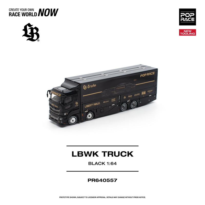 Load image into Gallery viewer, Pop Race - LBWK Truck (Black) 1/64 Scale Diecast Model Car (PR640557)
