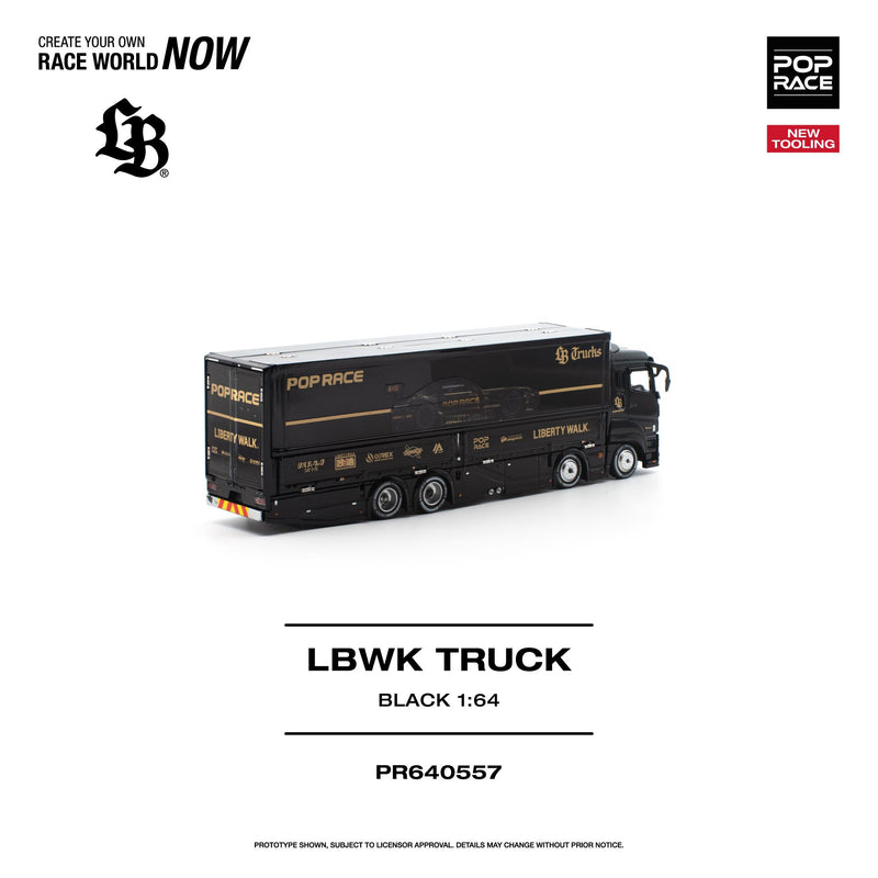 Load image into Gallery viewer, Pop Race - LBWK Truck (Black) 1/64 Scale Diecast Model Car (PR640557)

