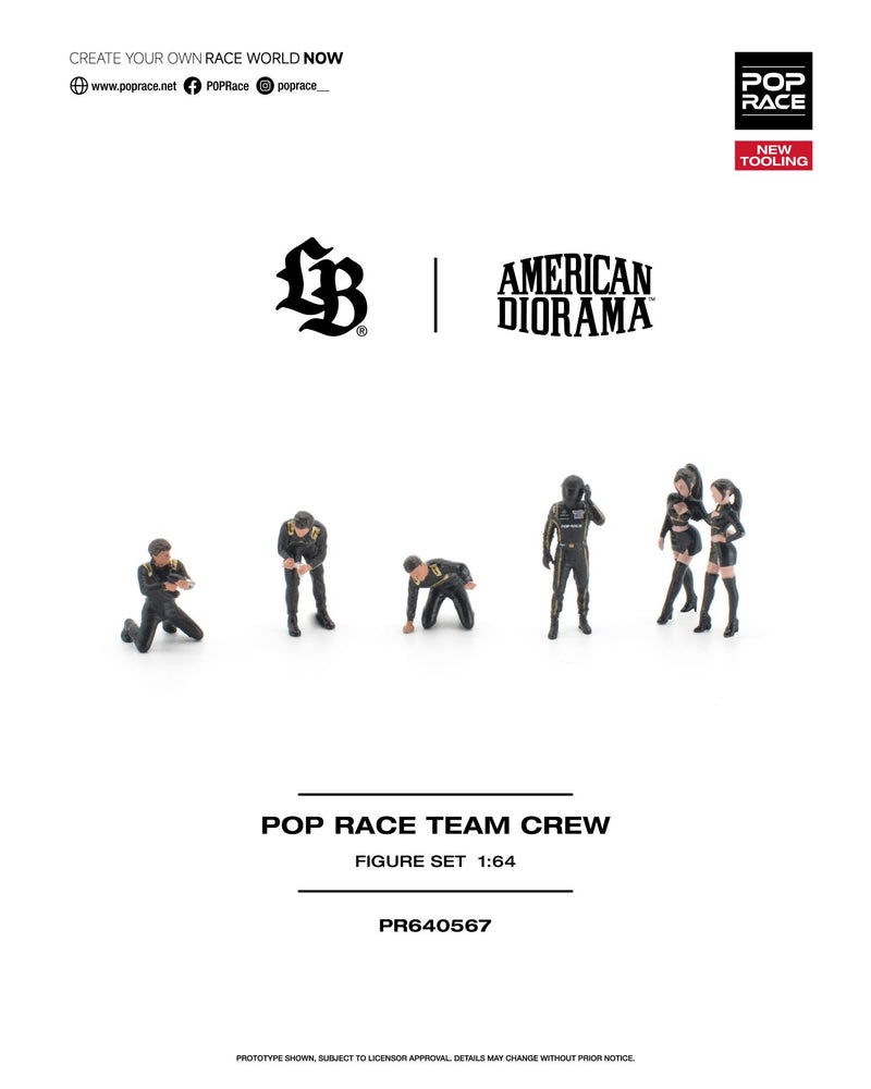 Load image into Gallery viewer, Pop Race - Pop Race Team Crew (6 Figures) 1/64 Scale Diecast Model Car (PR640567)
