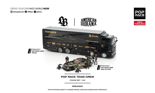 Pop Race - Pop Race Team Crew (6 Figures) 1/64 Scale Diecast Model Car (PR640567)