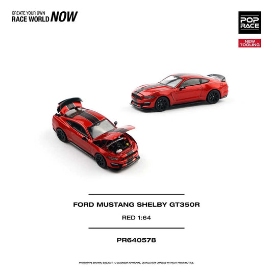 Pop Race - Ford Mustang Shelby GT350R (Race Red) 1/64 Scale Diecast Model Car (PR640578)