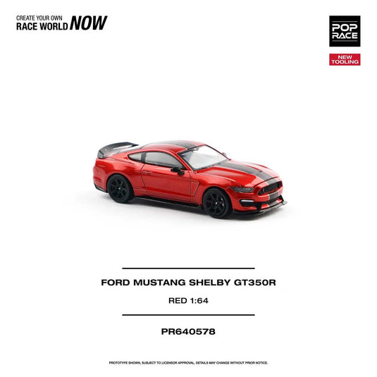 Pop Race - Ford Mustang Shelby GT350R (Race Red) 1/64 Scale Diecast Model Car (PR640578)