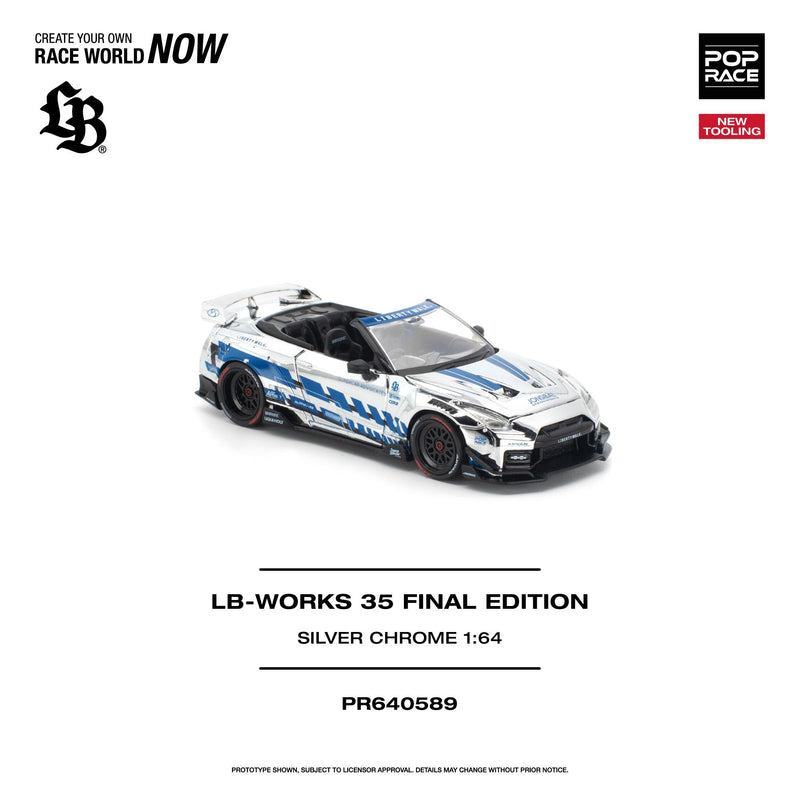 Load image into Gallery viewer, Pop Race - LB-Works 35 GT-R Final Edition (Silver Chrome) 1/64 Scale Diecast Model Car (PR640589)
