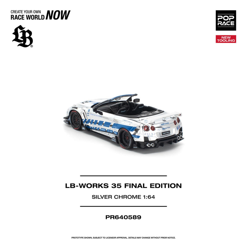 Load image into Gallery viewer, Pop Race - LB-Works 35 GT-R Final Edition (Silver Chrome) 1/64 Scale Diecast Model Car (PR640589)
