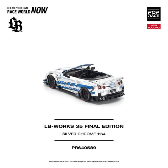 Pop Race - LB-Works 35 GT-R Final Edition (Silver Chrome) 1/64 Scale Diecast Model Car (PR640589)