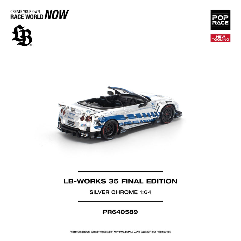 Load image into Gallery viewer, Pop Race - LB-Works 35 GT-R Final Edition (Silver Chrome) 1/64 Scale Diecast Model Car (PR640589)

