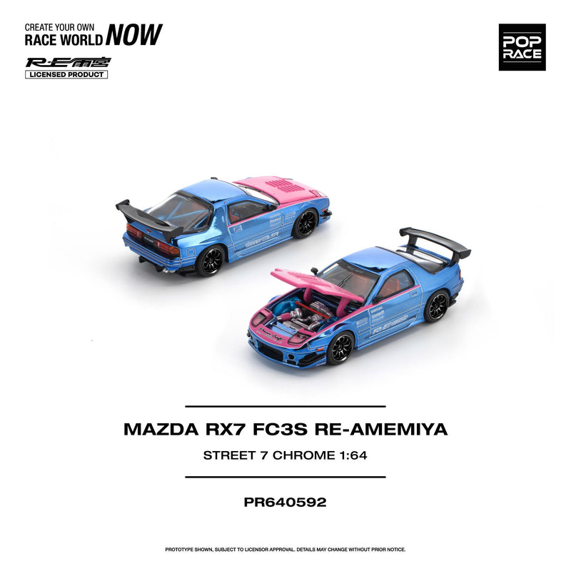 Load image into Gallery viewer, Pop Race - Mazda RX7 (FC3S) Re-Amemiya (Street 7 Chrome) 1/64 Scale Diecast Model Car (PR640592)
