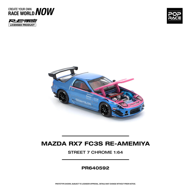 Load image into Gallery viewer, Pop Race - Mazda RX7 (FC3S) Re-Amemiya (Street 7 Chrome) 1/64 Scale Diecast Model Car (PR640592)
