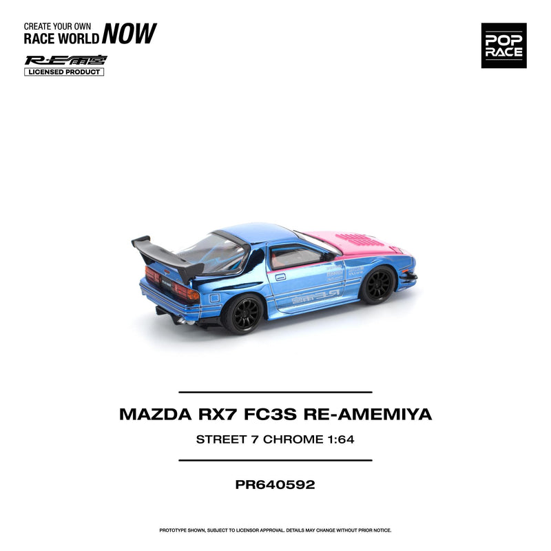 Load image into Gallery viewer, Pop Race - Mazda RX7 (FC3S) Re-Amemiya (Street 7 Chrome) 1/64 Scale Diecast Model Car (PR640592)
