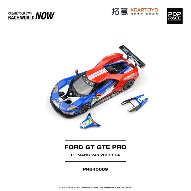 Load image into Gallery viewer, Pop Race x XCARTOYS - Ford GT GTE PRO (Le Mans 24H 2019) 1/64 Scale Diecast Model Car (PR640609)
